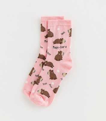 Pink Capybara Patterned Ankle Socks