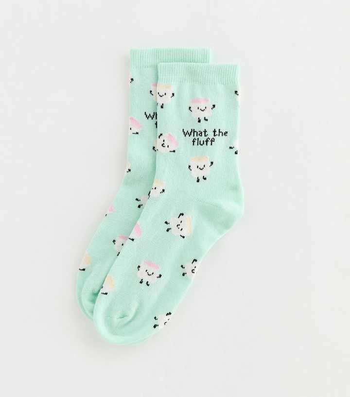 Turquoise What The Fluff Patterned Ankle Socks