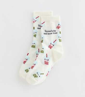 Cream Sip Me Baby One More Time Smoothie Socks