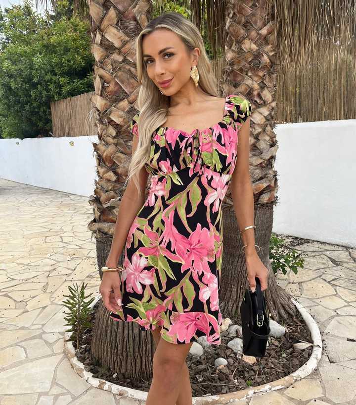 AX Paris Pink Tie Front Mini Dress