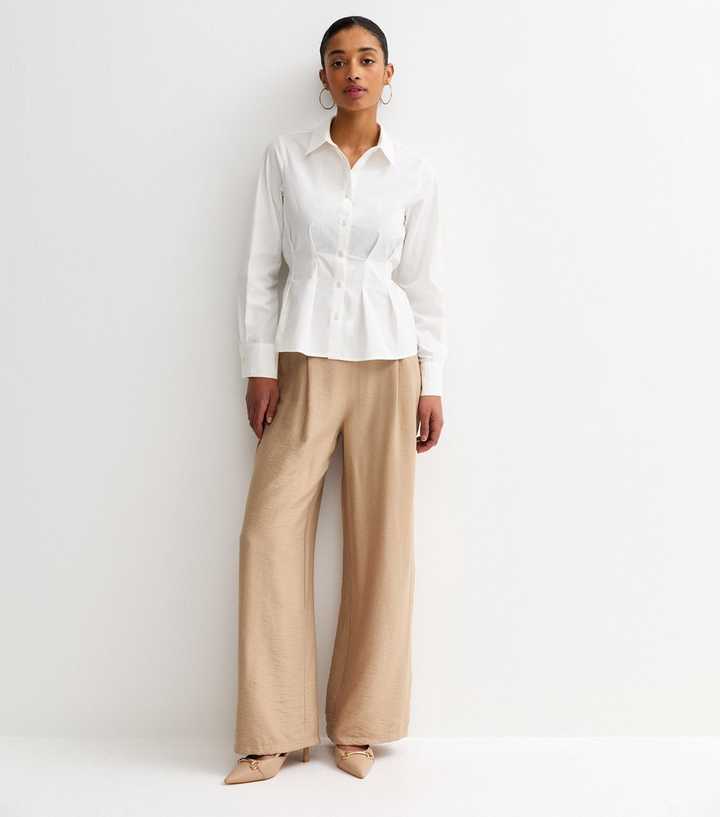 Stone Pull On Wide Leg Trousers