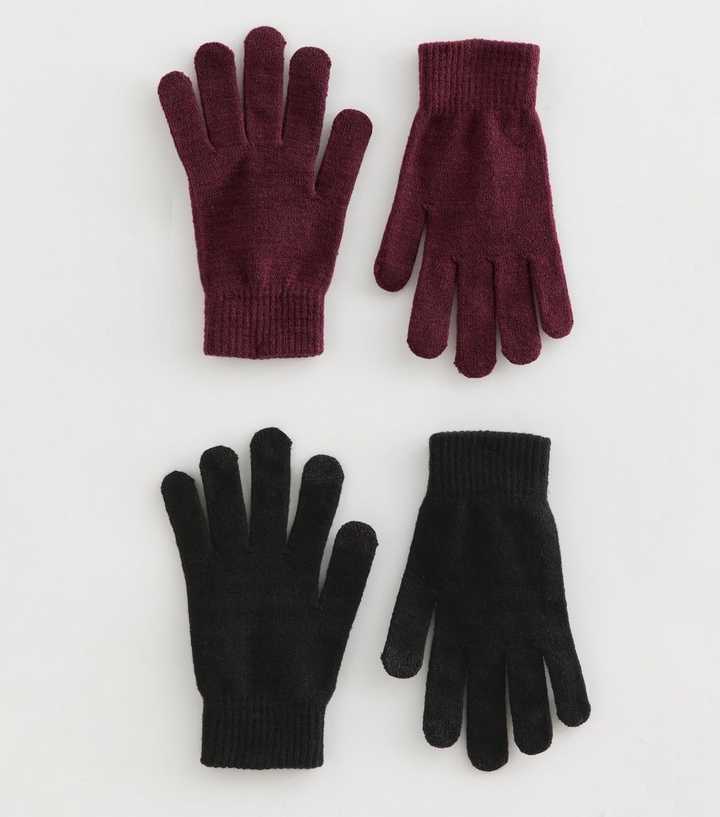 Dark Burgundy and Black Pack of 2 Magic Gloves