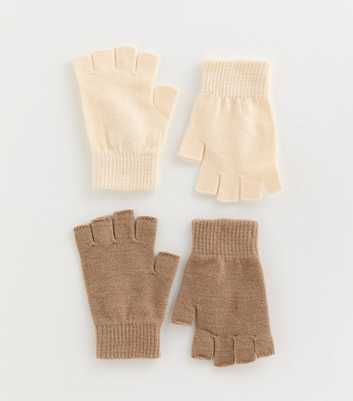 Camel Pack of 2 Fingerless Gloves