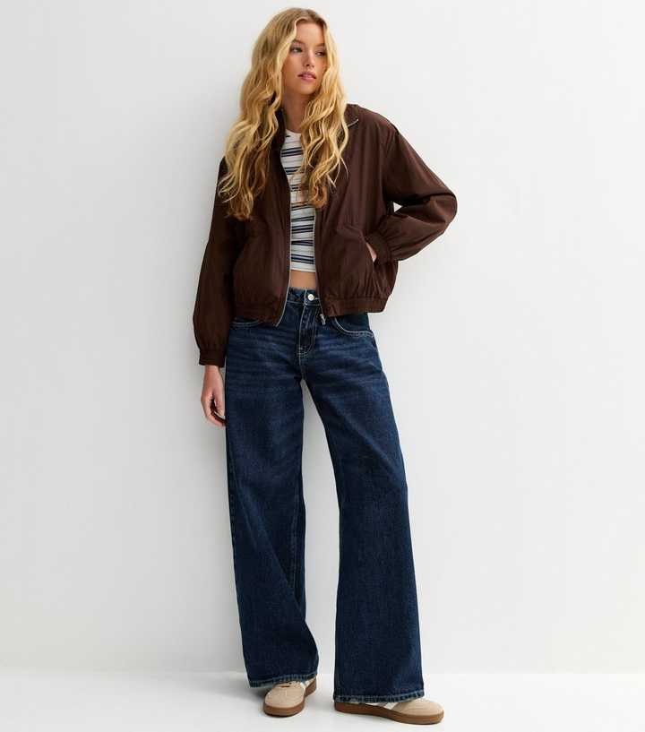 Blue Low Rise Wide Leg Jeans