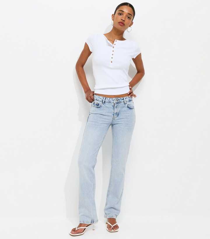 Light Blue Low Rise Straight Leg Jeans