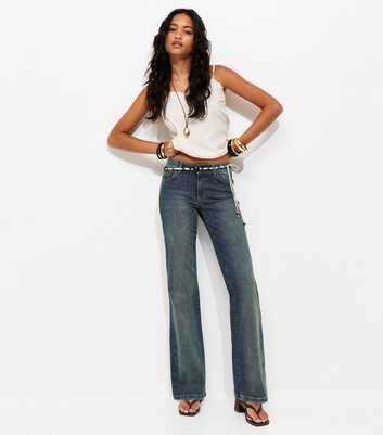 Vintage Tint Blue Low Rise Flared Jeans