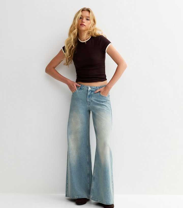 Light Blue Wash Low Rise Super Wide Jeans