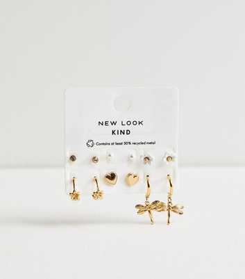 Pack of 6 Gold Tone Assorted Stud and Hoop Earrings