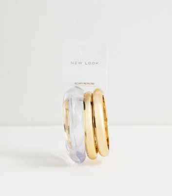 Pack Of 3 Sleek Gold Tone Curved Bracelets