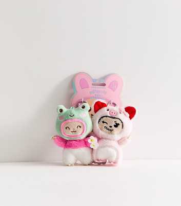 Pink Pack Of 2 Fluffies Plush Key Rings