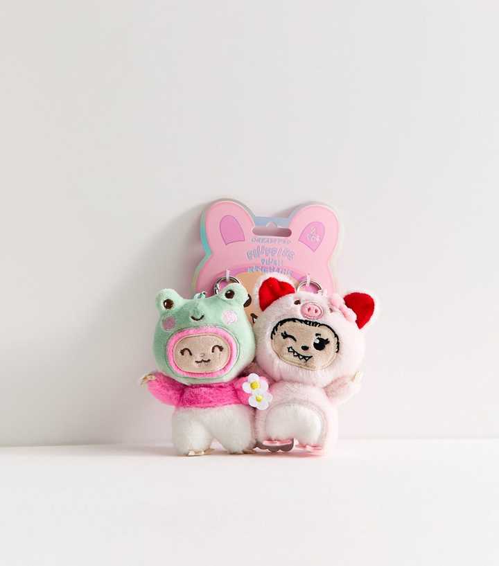 Pink Pack Of 2 Fluffies Plush Key Rings