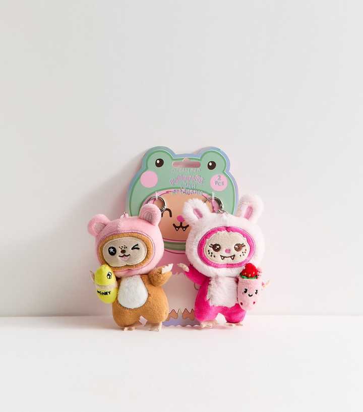 Green Pack Of 2 Fluffies Plush Key Rings