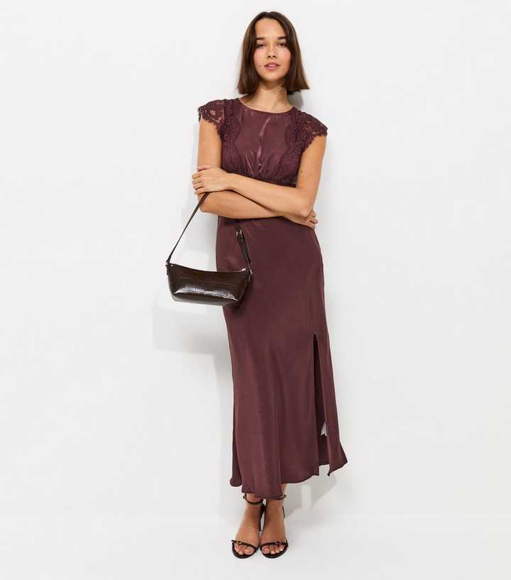 new look burgundy lace dress Dark Satin Sleeve Split Midi Fairy Gold & Silver sale: AUUK Mid Year FULL Size:44 Regular Jacket A high neckline creates