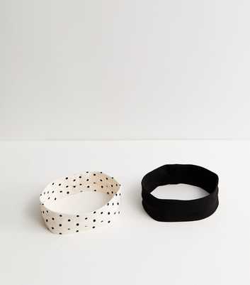 Pack of 2 Black Stretchy Polka Dot Headbands