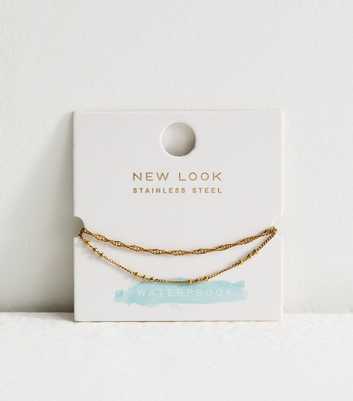 Pack of 2 Gold Tone Waterproof Chain Anklets