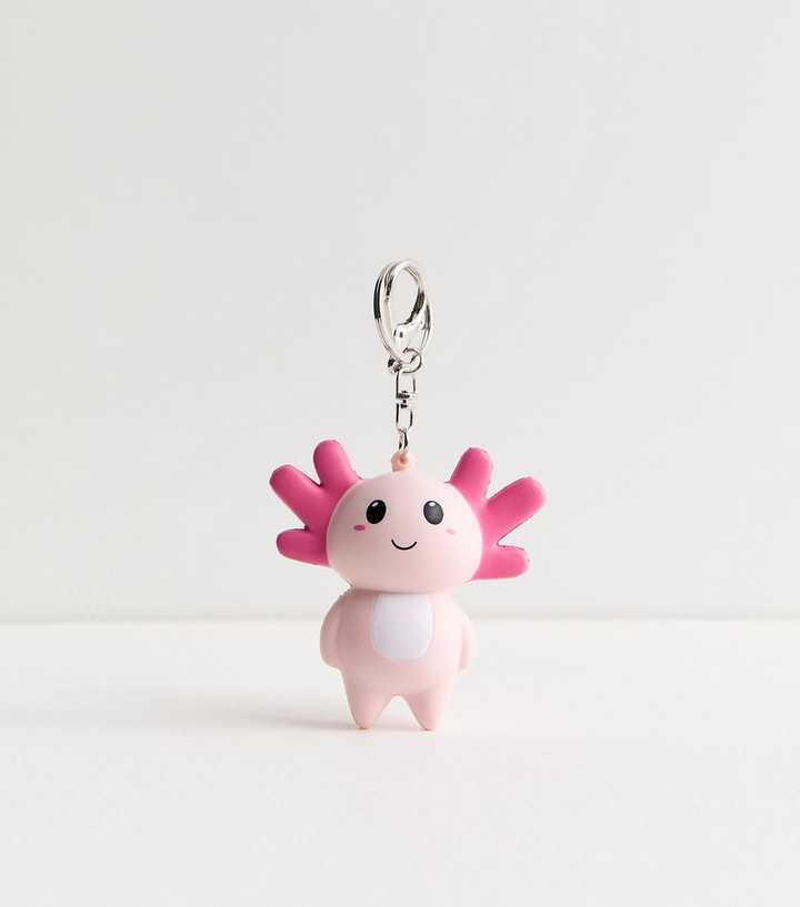 Pink Axolotl Foam Stress Ball Key Ring