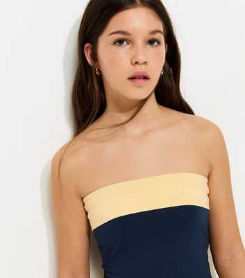 Girls Dark Blue Contrast Trim Bandeau Top