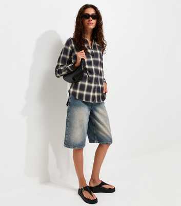 Blue Cotton Checked Long Sleeve Shirt