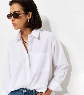White Cotton Poplin Long Sleeve Shirt