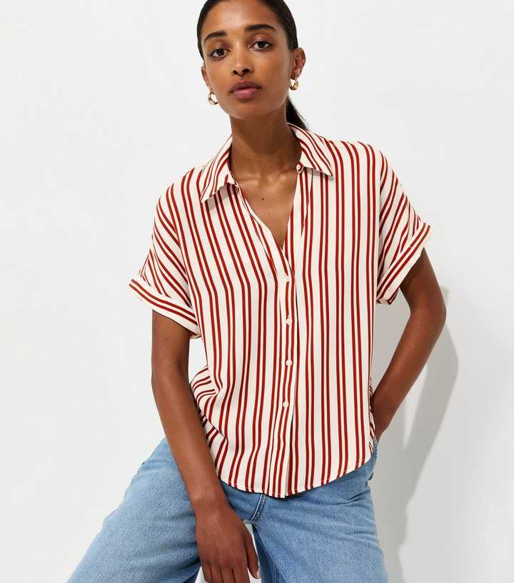 Brown Woven Striped Shirt