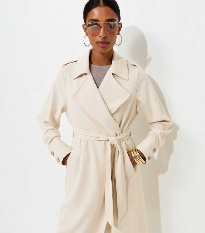 Stone Waterfall Front Draped Mid-Length Coat