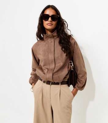 Mink Faux Suede Bubble Hem Jacket