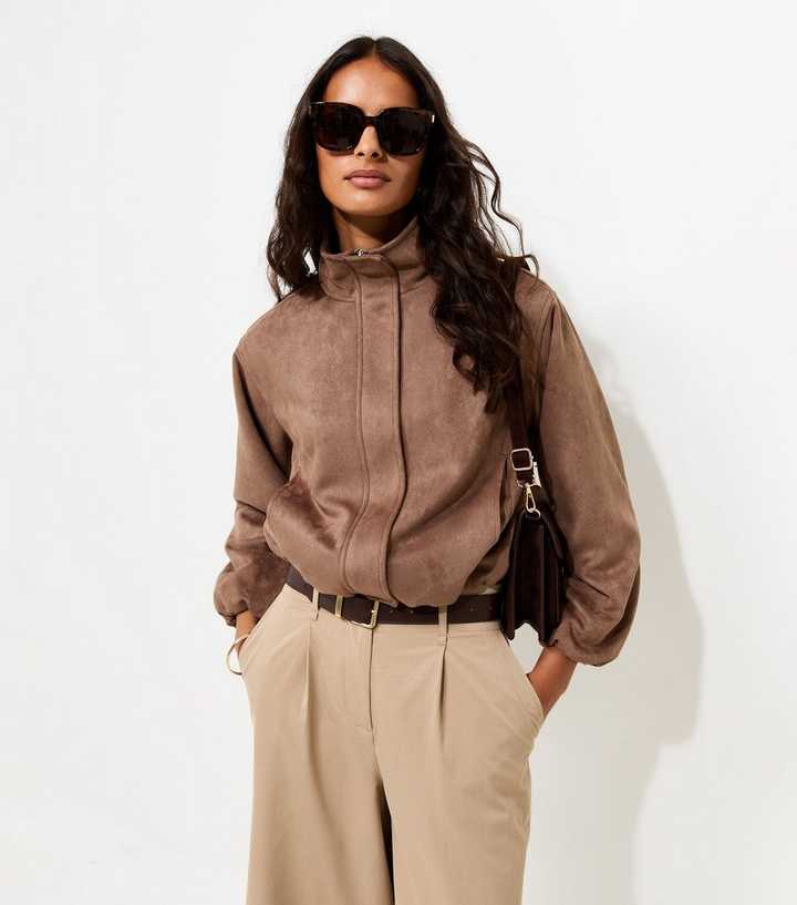 Mink Faux Suede Bubble Hem Jacket