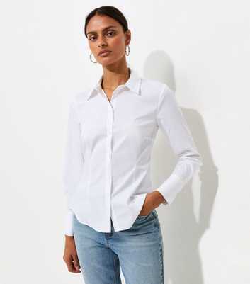 White Cotton Rich Slim Long Sleeve Shirt