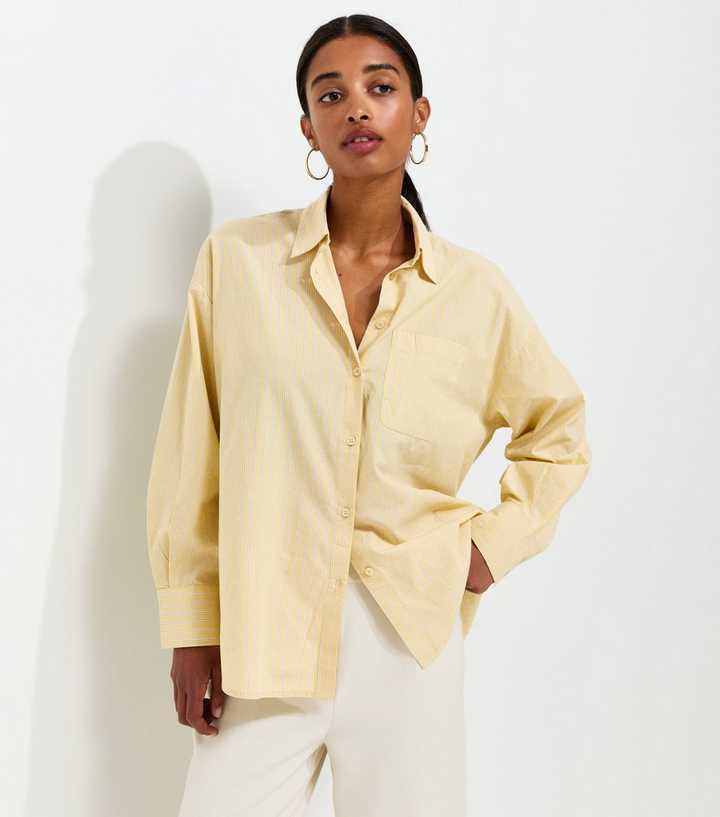 Yellow Cotton Striped Long Sleeve Shirt