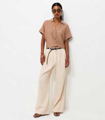 Mink Crinkle Texture V-Neck Short Sleeve Shirt