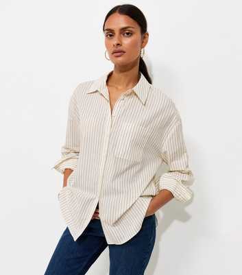 Cream Organic Cotton Striped Oversized Shirt