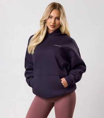 Gym King Dark Purple Embroidered Logo Relaxed Hoodie
