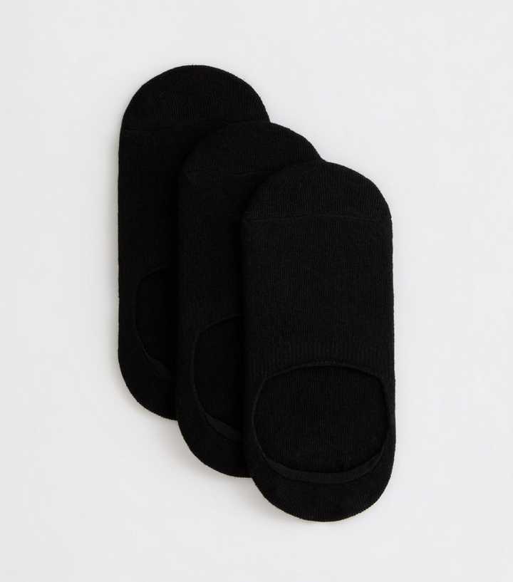 Pack of 3 Black Sports Grip Invisible Socks