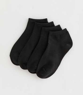 Girls Black Pack of 4 Trainer Socks