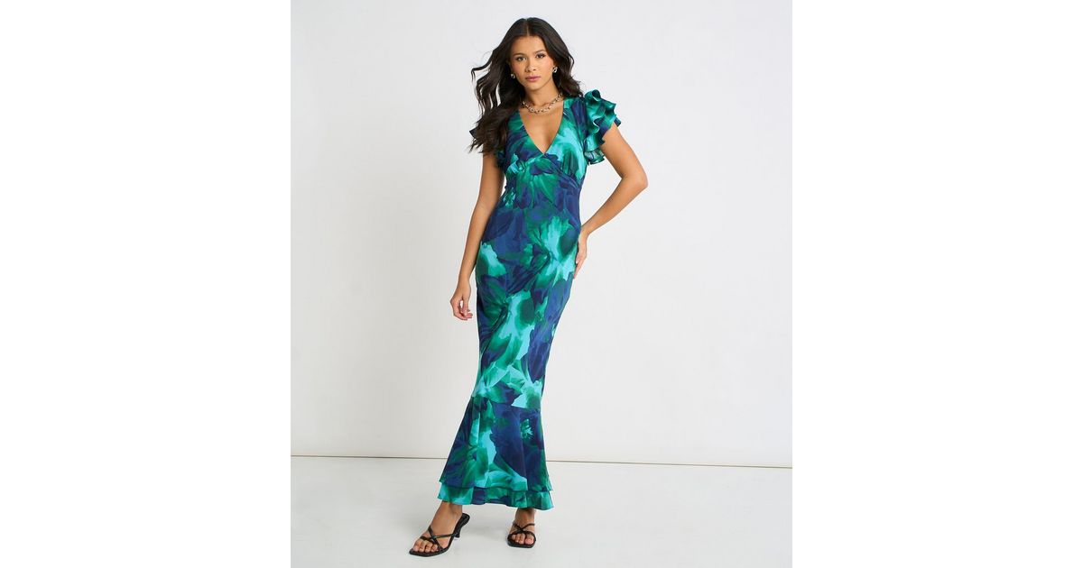 gini london green floral print maxi dress Gini London Green Floral Print Maxi Dress