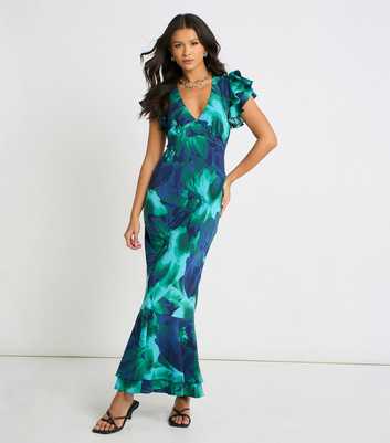 Gini London Green Floral Print Maxi Dress