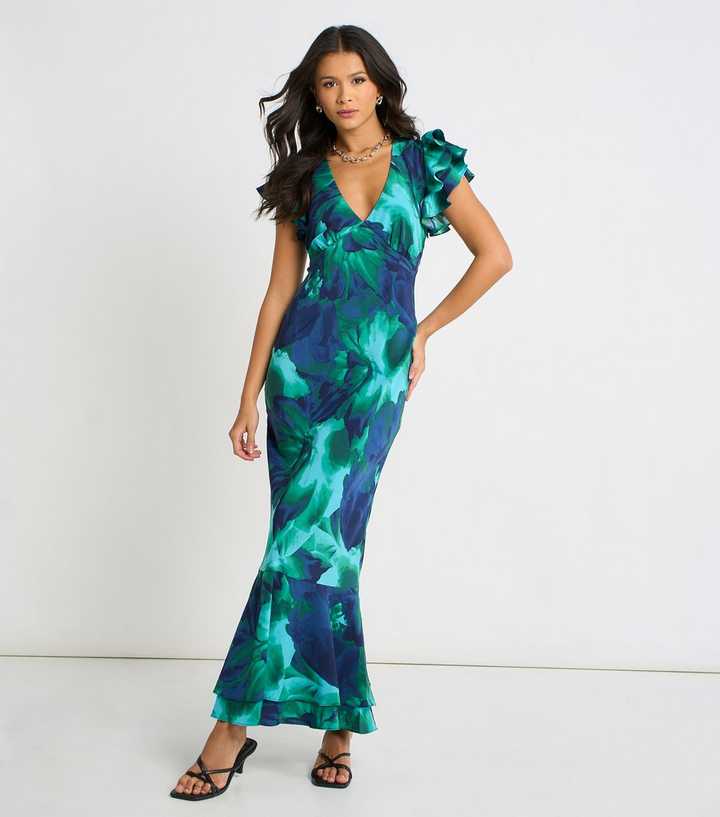Gini London Green Floral Print Maxi Dress