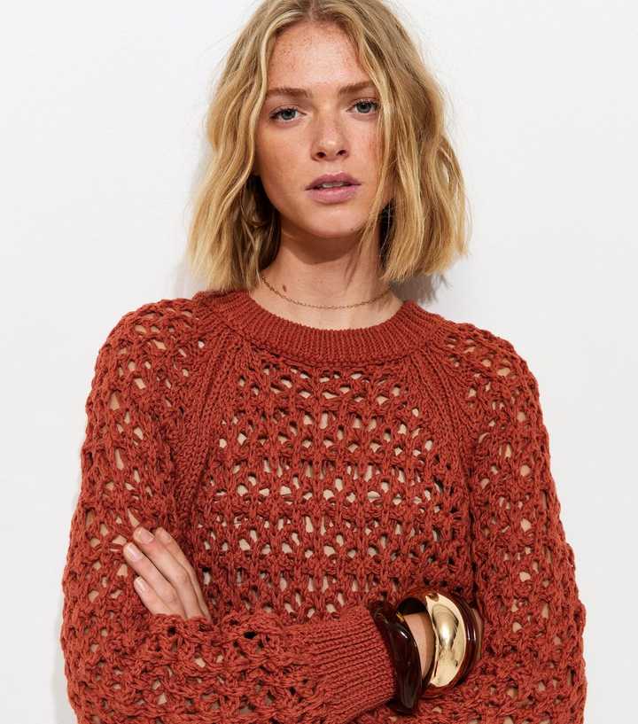 Rust Open Knit Jumper