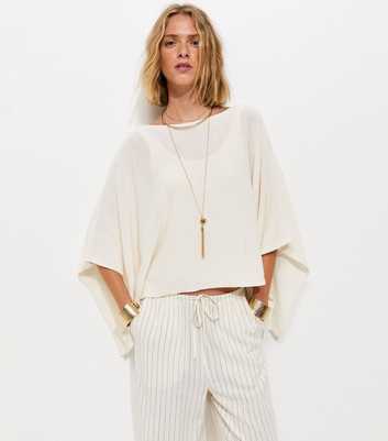 Off White Draped Cape & Vest Top