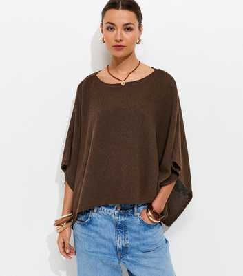 Dark Brown Draped Cape & Vest Top