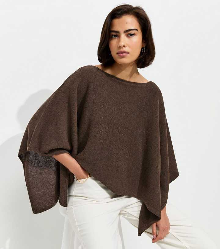 Dark Brown Draped Cape & Vest Top