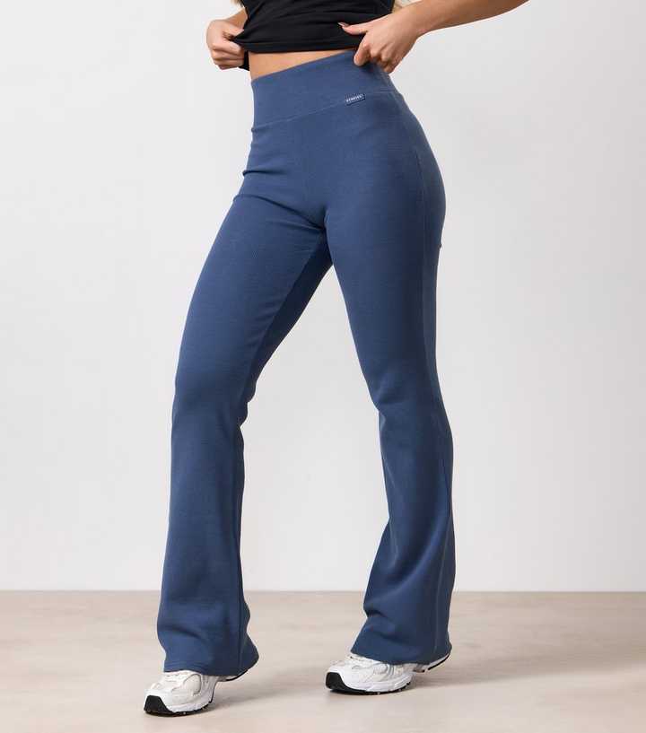Gym King Bright Blue Ribbed Flared Leggings