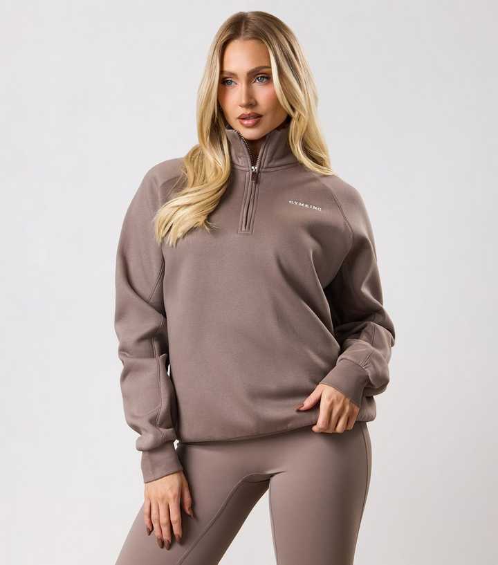 Gym King Light Brown Quarter Zip Sweatshirt