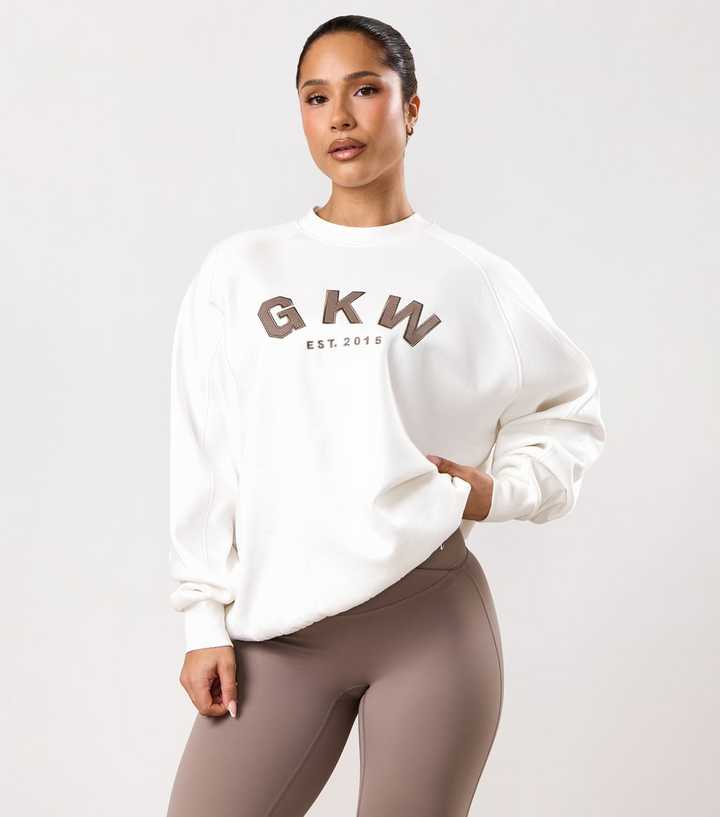 Gym King Cream Appliqué Logo Oversized Sweatshirt