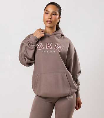 Gym King Light Brown Appliqué Logo Oversized Hoodie