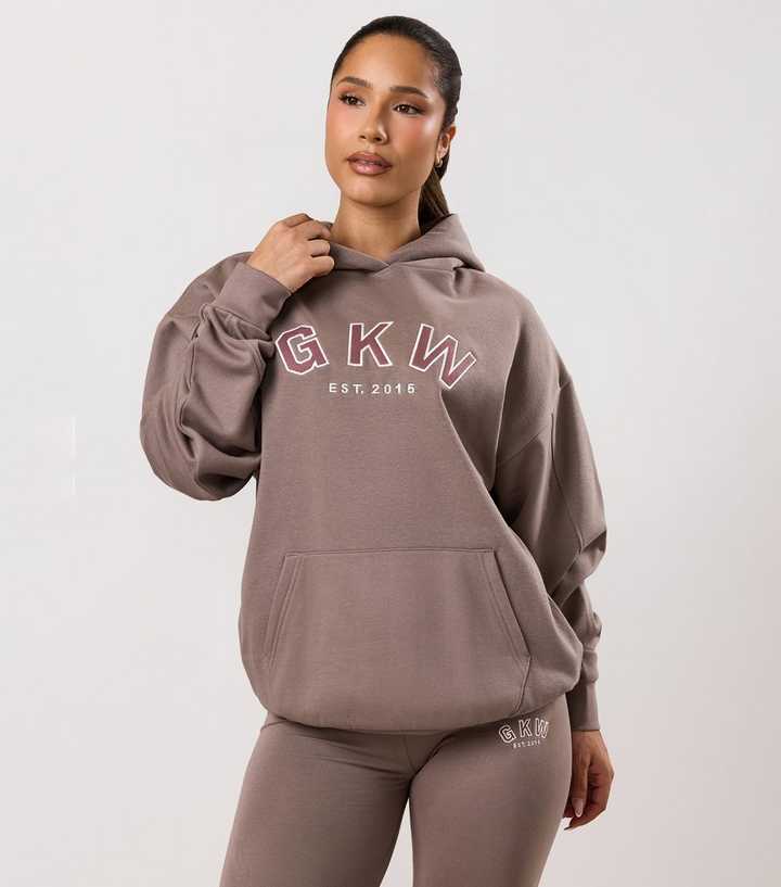 Gym King Light Brown Appliqué Logo Oversized Hoodie