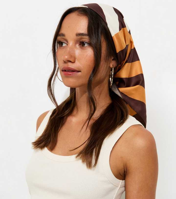 Brown Multi Stripe Head Scarf