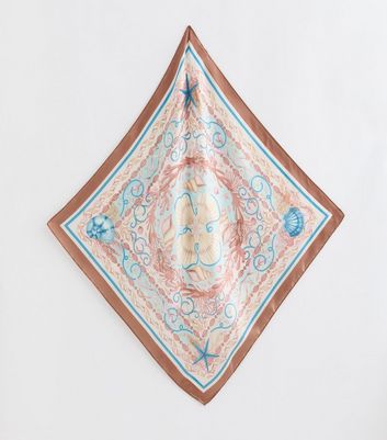 Brown Shell Print Satin Scarf