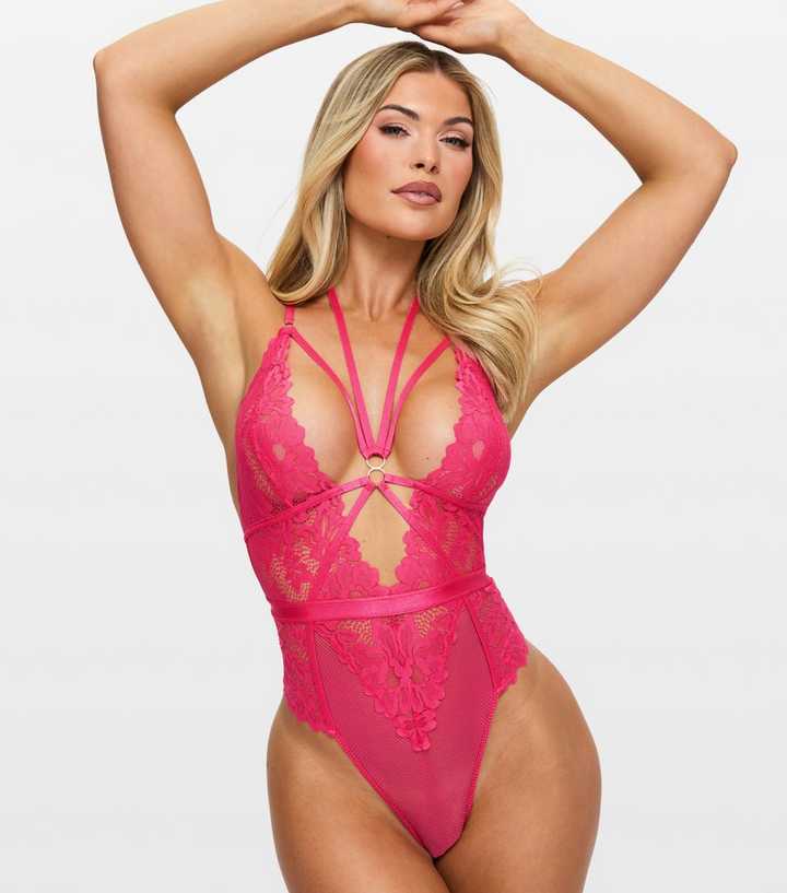 Ann Summers Bright Pink Confession Crotchless Bodysuit