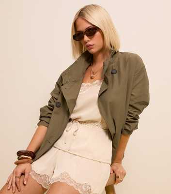 Cream Satin Lace Trim Shorts